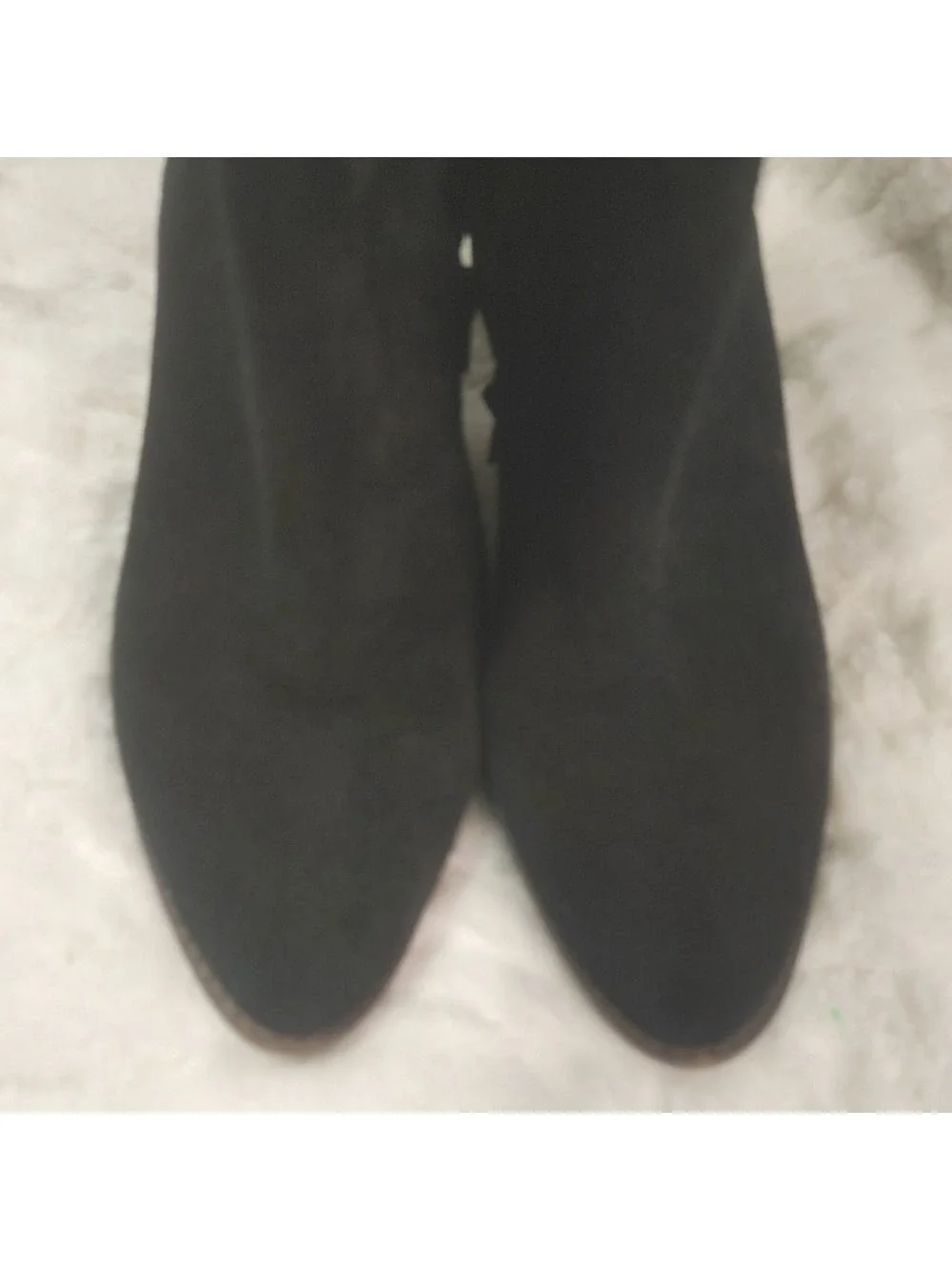 Lucky Brand Black Suede Leather Prouska Heeled Boots 8M